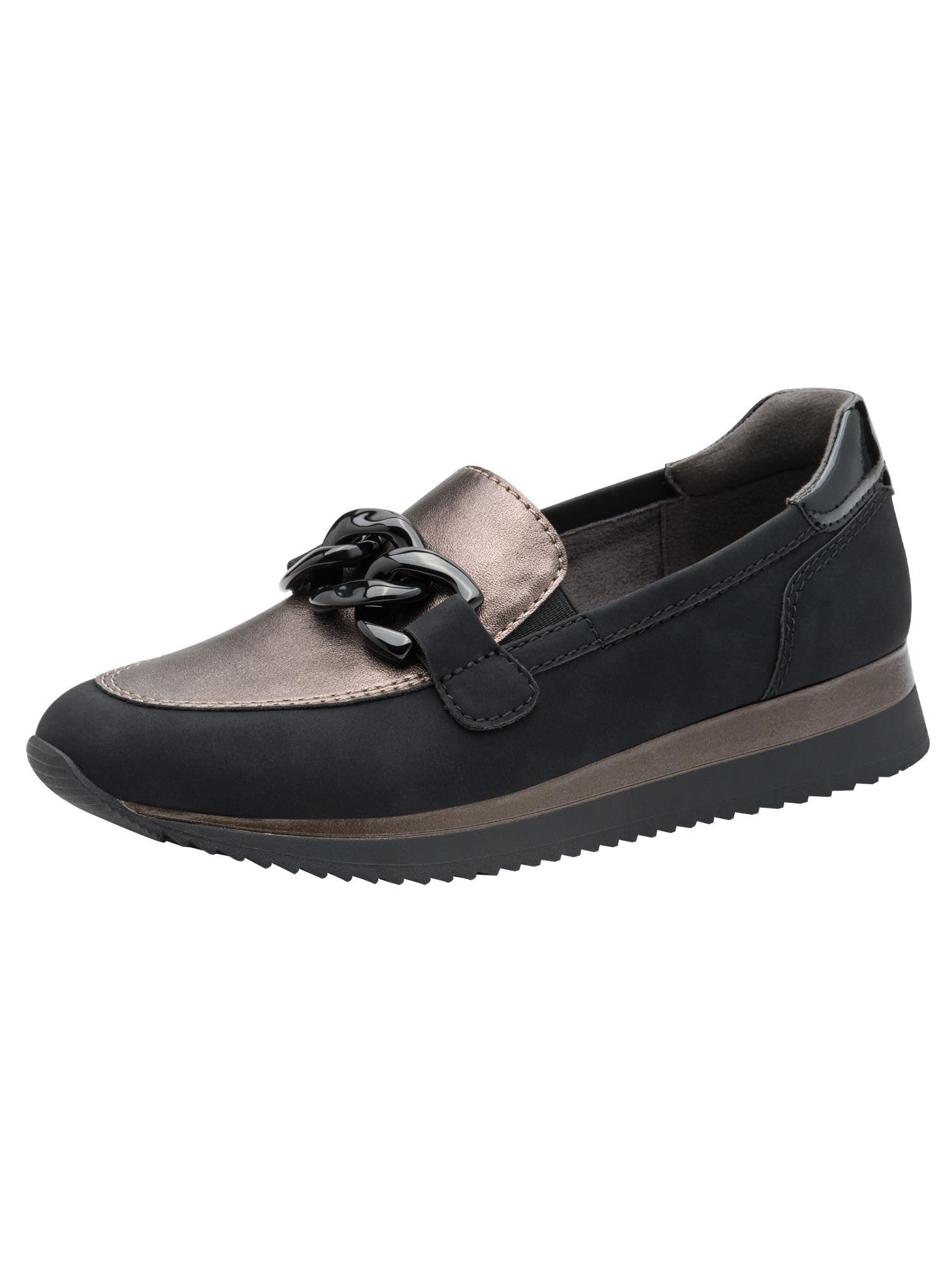 Jana women 8 24766 42Slip on shoe, black/gold., 37 EU