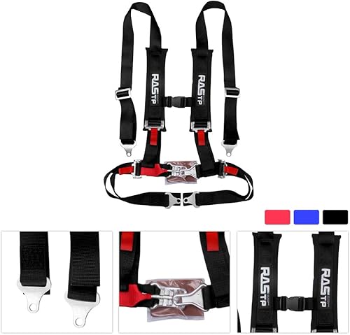 Miniatura 3 de RASTP Juego de arnés de seguridad de 4 puntos con almohadillas de hombro ultra cómodas y resistentes, (paquete de 1) (negro)