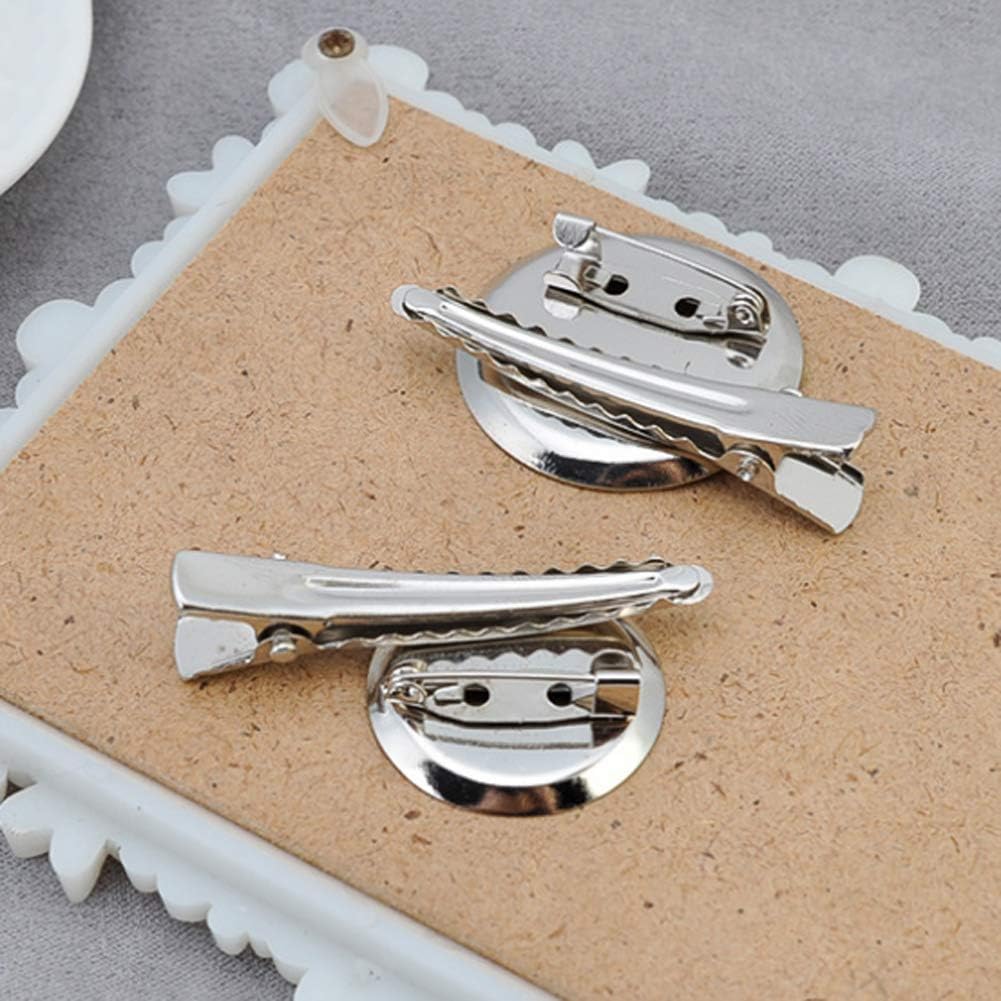 20 Pcs Silver Brooch Blank Round Tray with Alligator Clip and Pin for Making Corsage, Name Tags and Jewelry Making (30mm) image 2