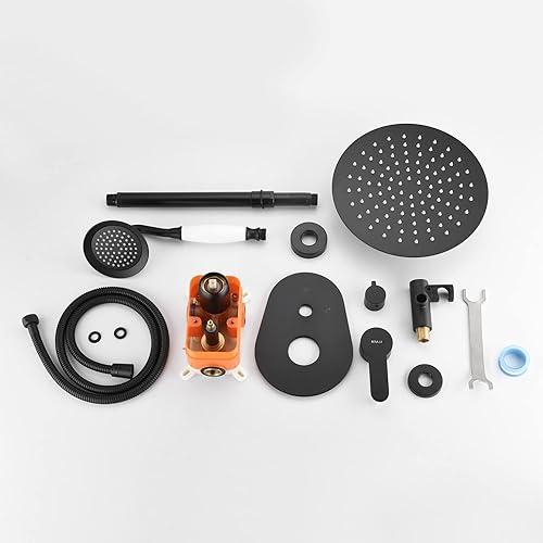 Miniatura 8 de Sistema de ducha montado en la pared o ducha montada en el techo, cabezal de ducha de lluvia de lujo de 10 pulgadas con juego combinado de mano de