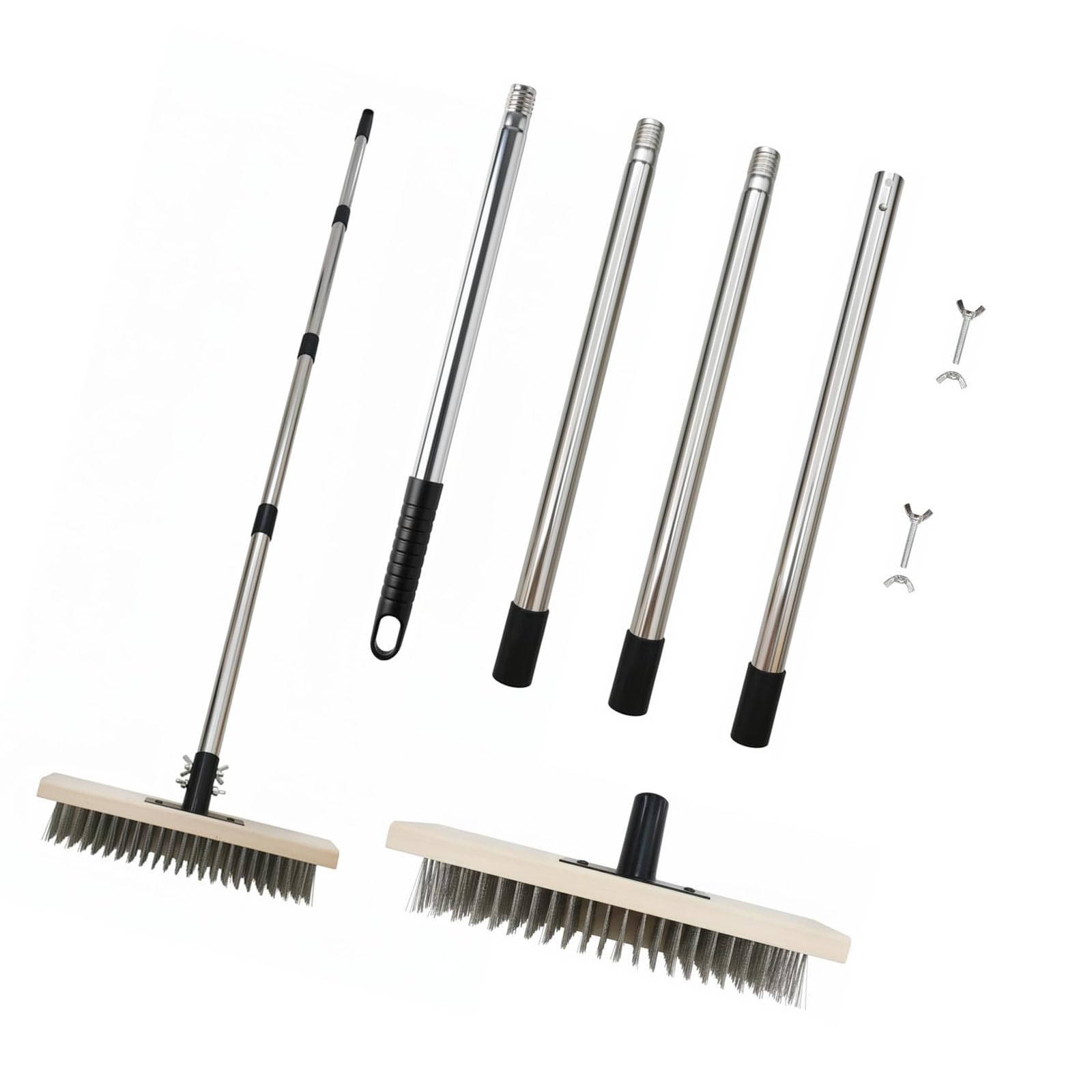 Brosse à récurer extra longue 153 cm avec balai à poils durs et manche télescopique renforcé