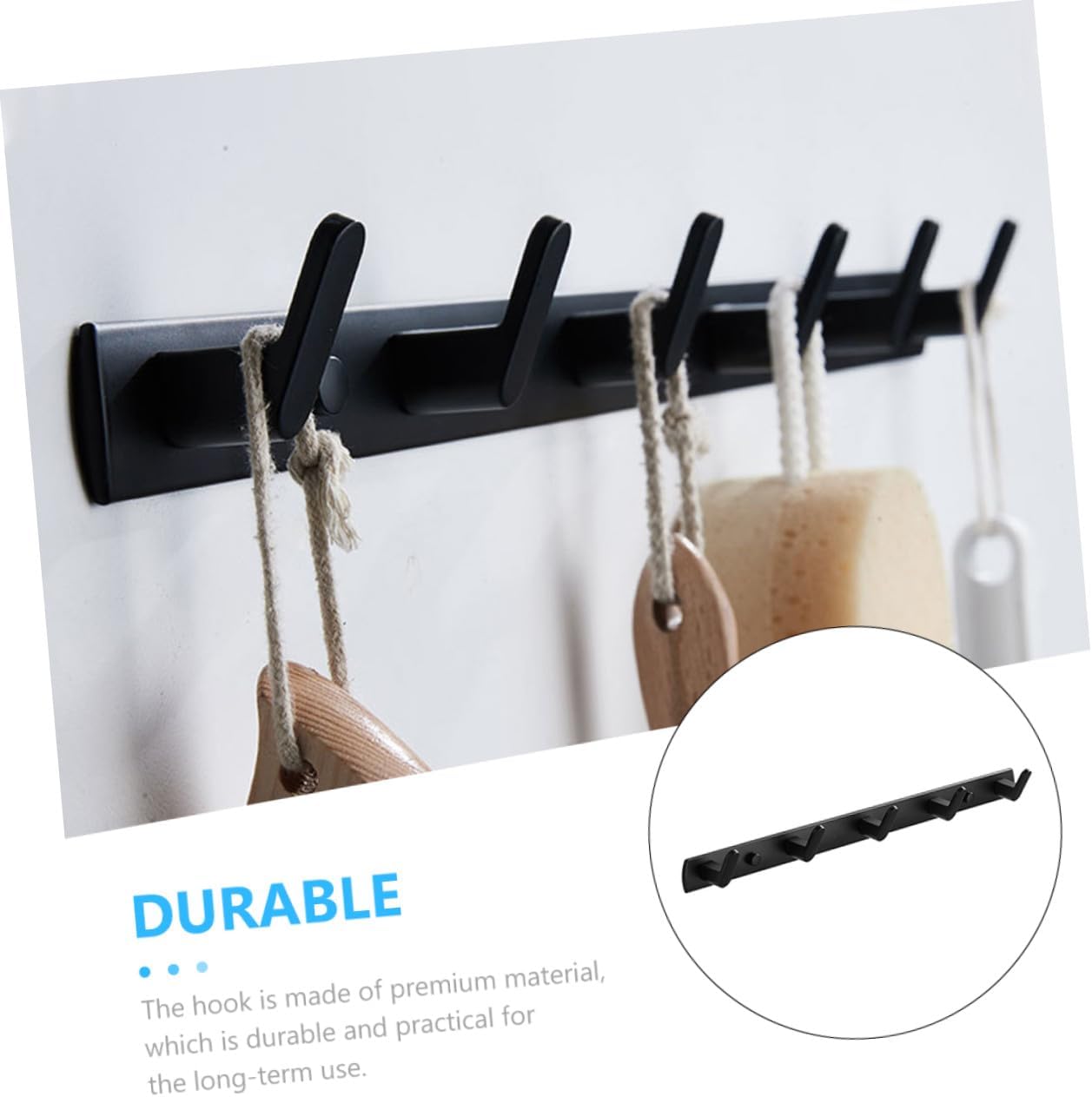 jojofuny Punch-Free Wall Mounted Coat Hooks, Matte Black Bathroom and Kitchen Towel Hangers, 5pcs No Drilling Hooks for Home Wall Storage and Hallway Organization