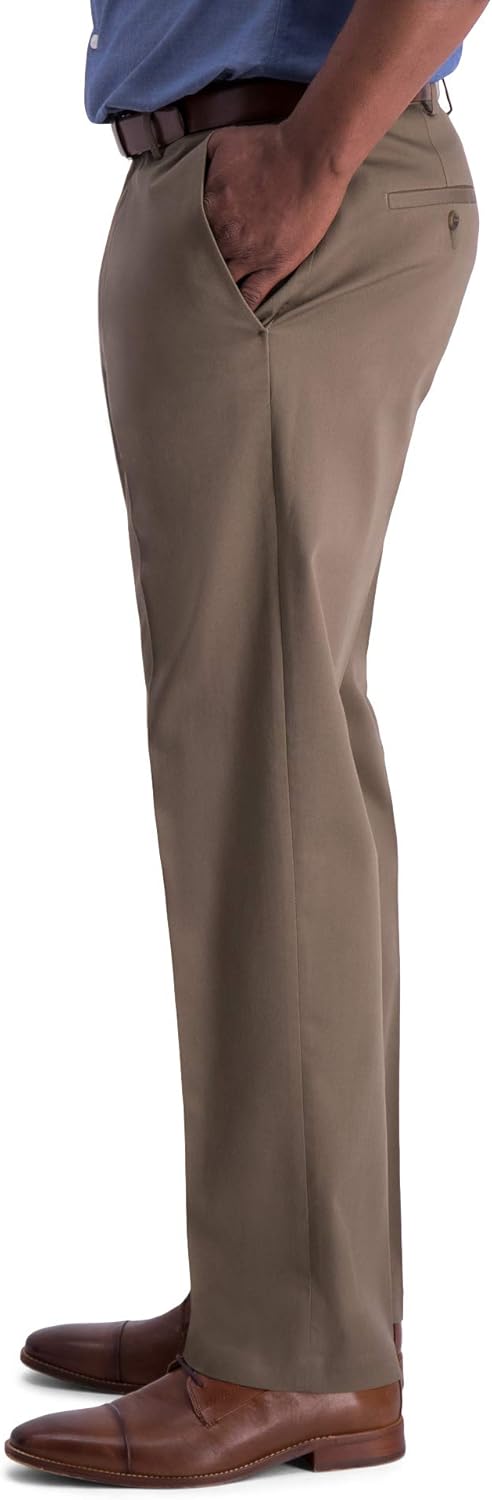 Haggar Men's Iron Free Premium Khaki Classic Fit Flat Front Expandable Waist Casual Pant (Regular and Big & Tall Sizes) - Image 2