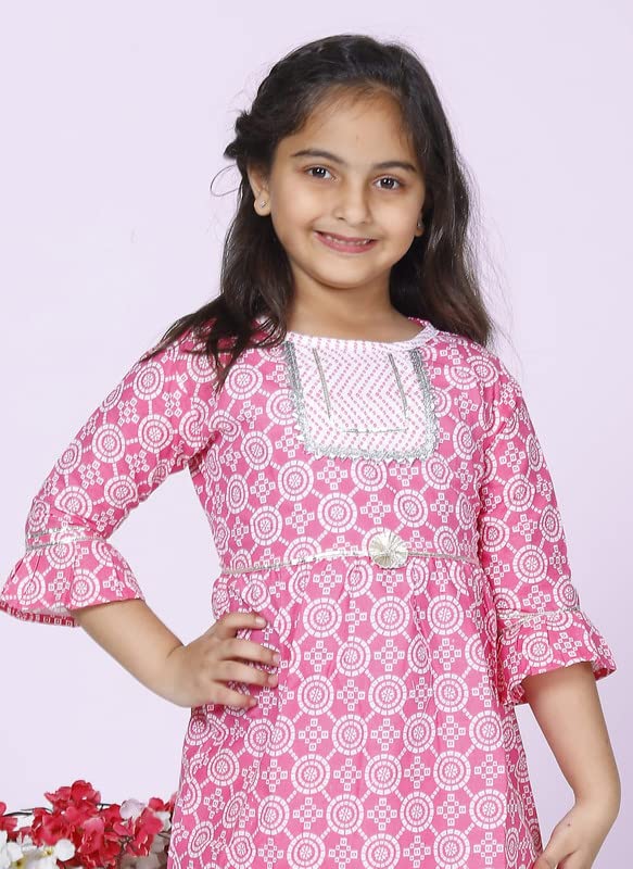 Image of ANNA's Arron Pants For Baby Girls Kids Summer Wear Dresses|Ethnic Dress For Kids| Kurti Pant For Kids