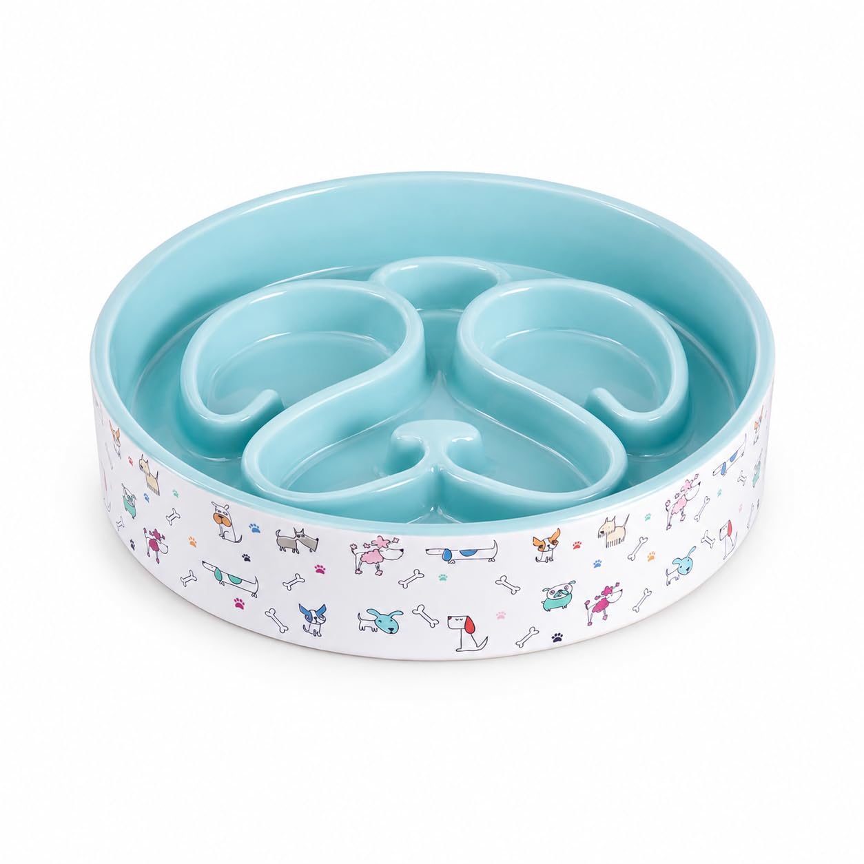 Cuenco de cerámica de alimentación lenta para perros, 1.5 tazas, cuenco de alimentación lenta para perros de razas pequeñas y medianas, cuenco de comida para perros para comedores rápidos,