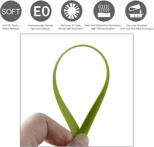 Miniatura 27 de Queenbox Ratán sintético plano de 0.3 pulgadas x 196 pies (196.9 ft), materiales de reparación de ratán de polietileno de plástico de 0.315 in