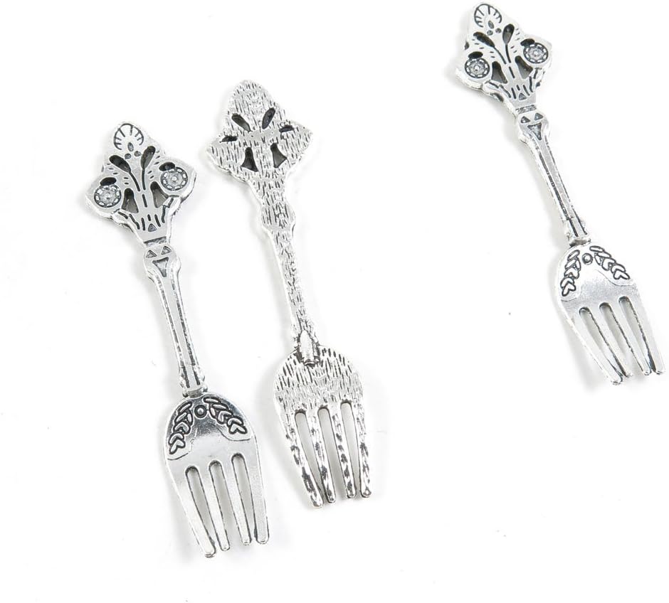 Antique Silver Tone Jewelry Making Charms Pendant Findings Craft Supplies Bulk Lots Arts D8XH8 Dinner Fork