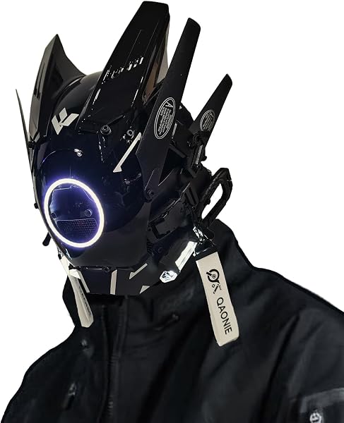 JOIN DAN Punk-Maske für Erwachsene, LED-Maske für Halloween-Cosplay, Partygeschenk, Kostümmasken für Männer und Frauen (weiß)