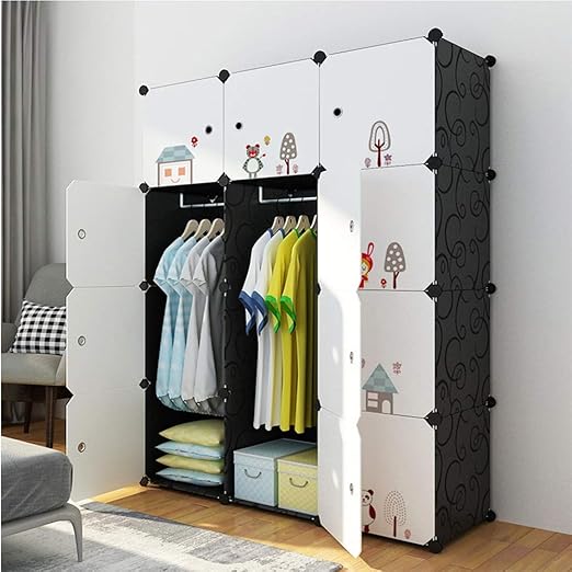 Amazon 衣類収納ラック Diyポータブルワードローブの省スペース北欧スタイルのワードローブの服キャビネット 居間 子供部屋に適用する Color White Size 111x47x147cm ワードローブ オンライン通販