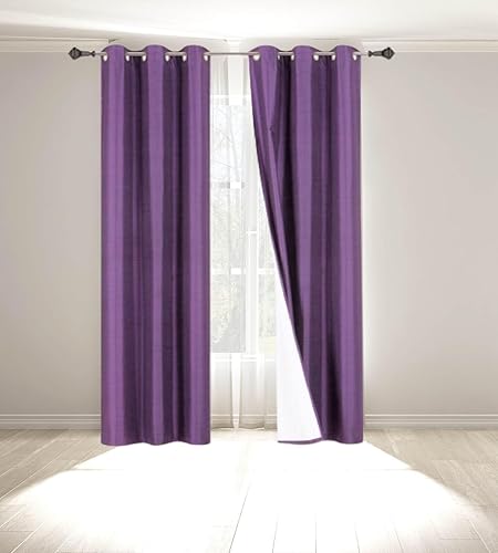 Miniatura 22 de 2 cortinas opacas de seda sintética para ventana, patrón sólido con ojales antiguos de bronce envejecido, tamaño Adam de 63, 84, 95 y 108 pulgadas