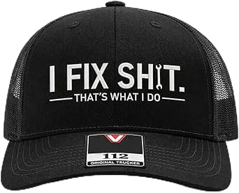 I Fix Shit Trucker Hat Funny Mechanic & Fixer Cap, i Fix Shit Cap, Adjustable Breathable Mesh Casual Hat