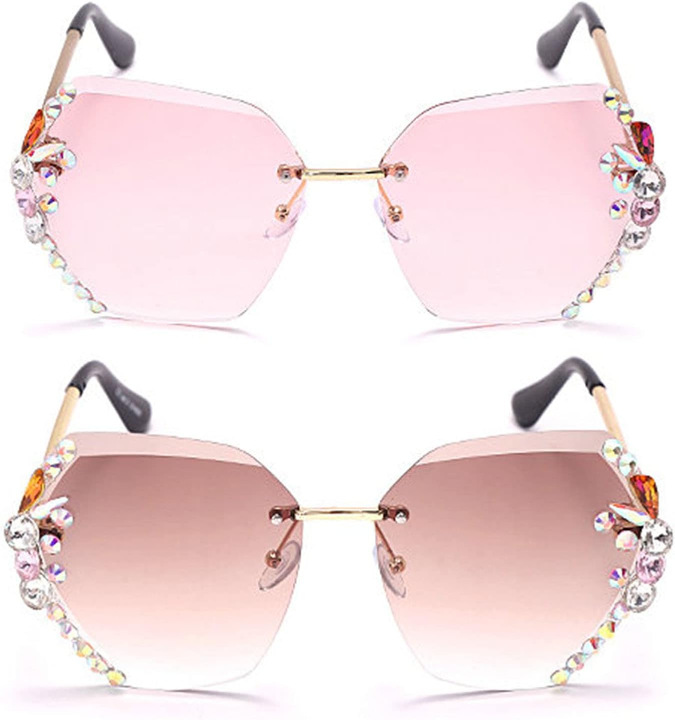 willochra Square Crystal Sunglasses Women Shades Rimless Rhinestone Sun Glasses Female diamonds Party Eyewear