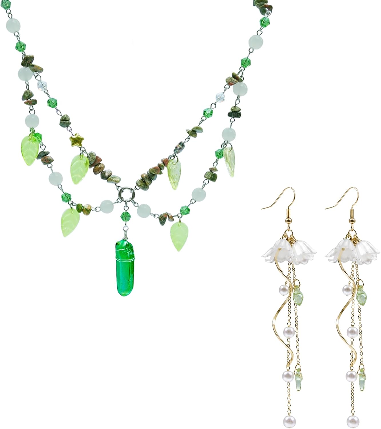 Renaissance Necklace and Earrings Set–Ren Faire Fairy Jewelry