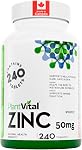 PlantVital Zinc Supplements - High Potency 50mg - Immune Support, Healthy Bones, Hair, Nail and Skin with Zinc Gluconate - Canadian Made, Health Canada Licensed - Additive-Free - 240 Zinc Tablets