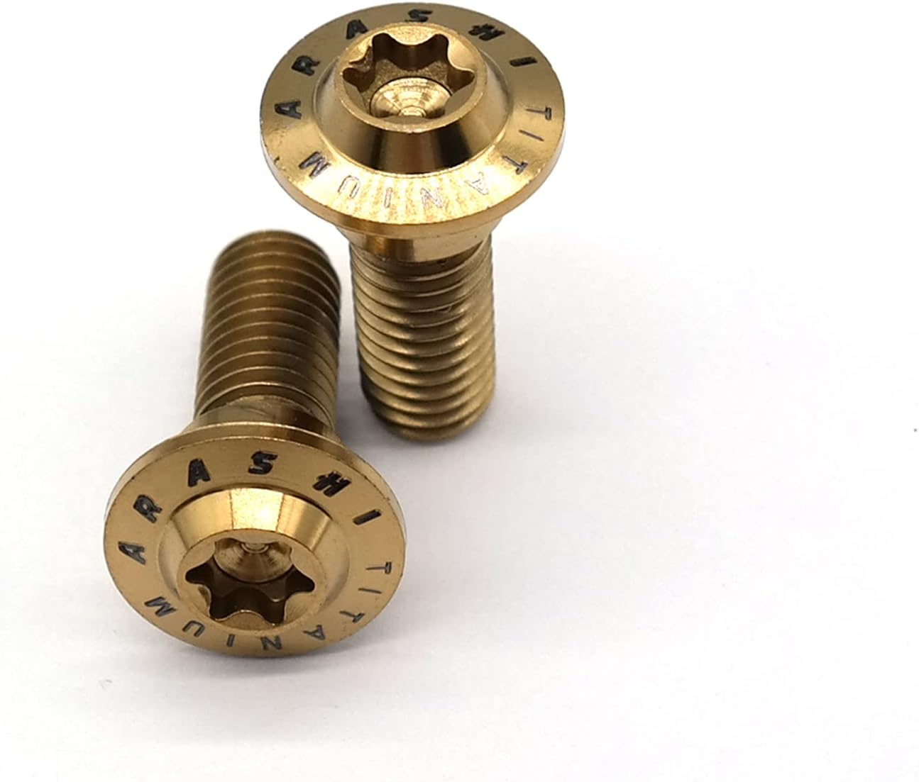 Rear Brake Disc Rotor Mounting Bolts for Suzuki SV650 99-02, GSXR 750 85-95, GSXR 1100 89-00, GSX1300R Hayabusa 99-07, GSF Bandit 1200 96-05 Titanium Tapered Torx Screws M8x22 Gold 5 Pcs