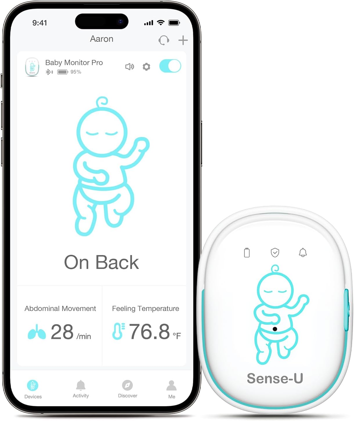 Sense-U Pro Baby Movement Monitor with Arousal Vibration