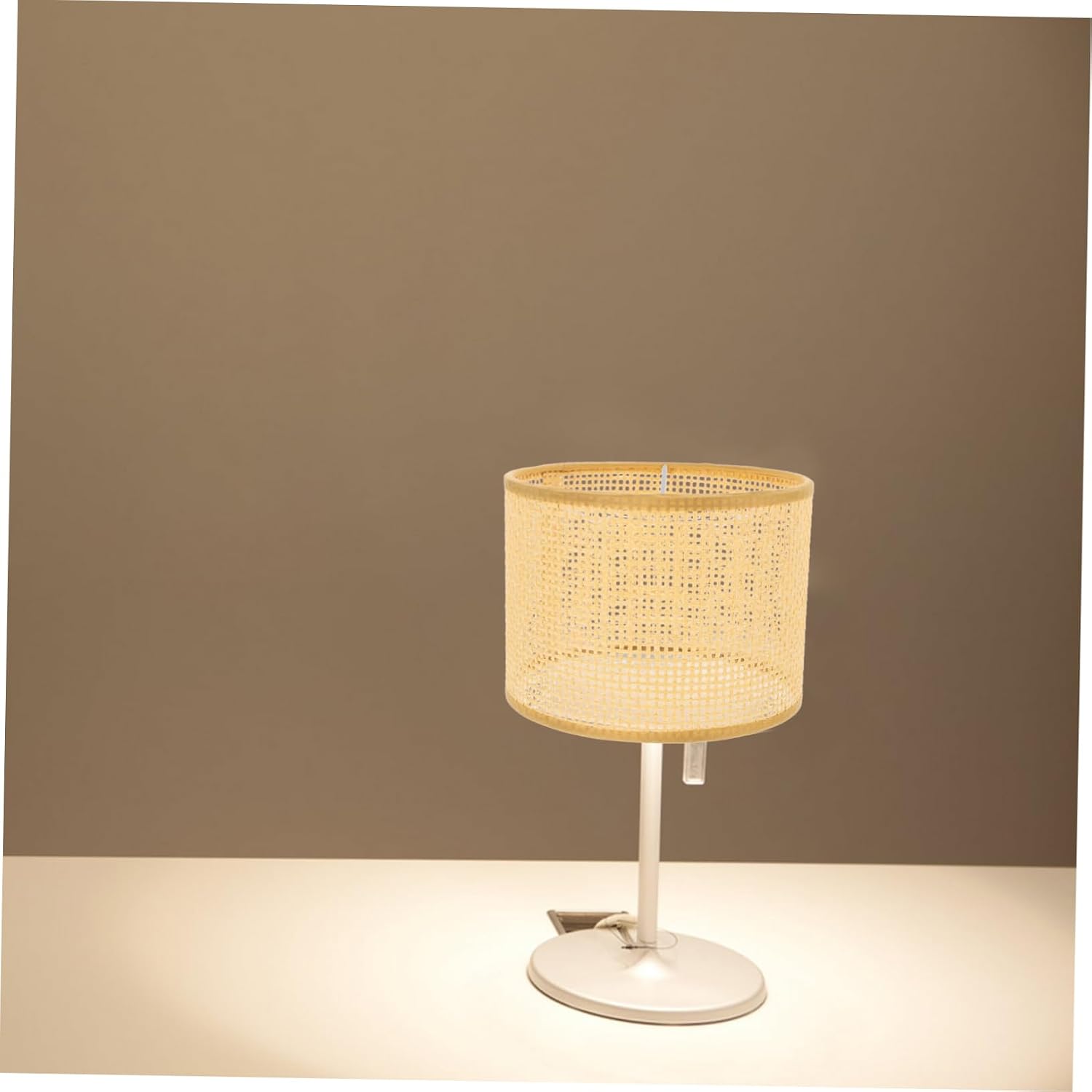 Indoor Lampshade Rattan Woven, Scalloped Khaki Softens Light Xmas image 3