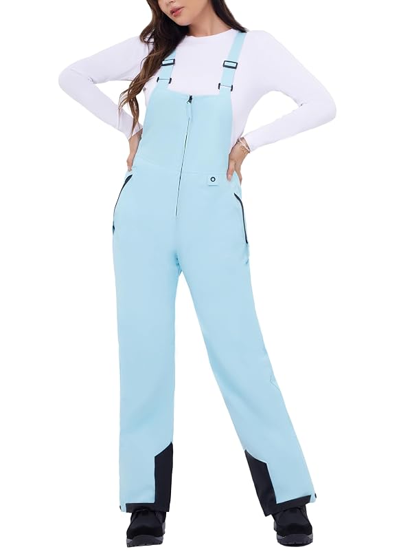 WULFUL Womens Insulated Snow Bibs Waterproof Winter Ski Pants Snowboarding Overalls Sky Blue by WULFUL - Used condition - Image 3