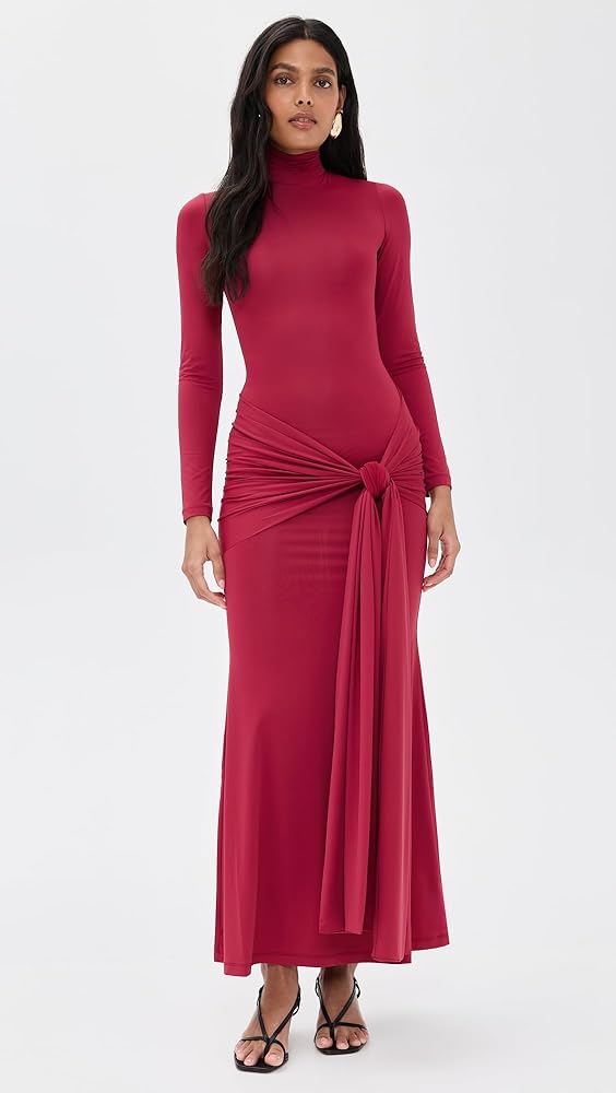 BARDOT Women's Alix Maxi Tie Front Dress, Burgundy, 12 at Amazon Women's  Clothing store