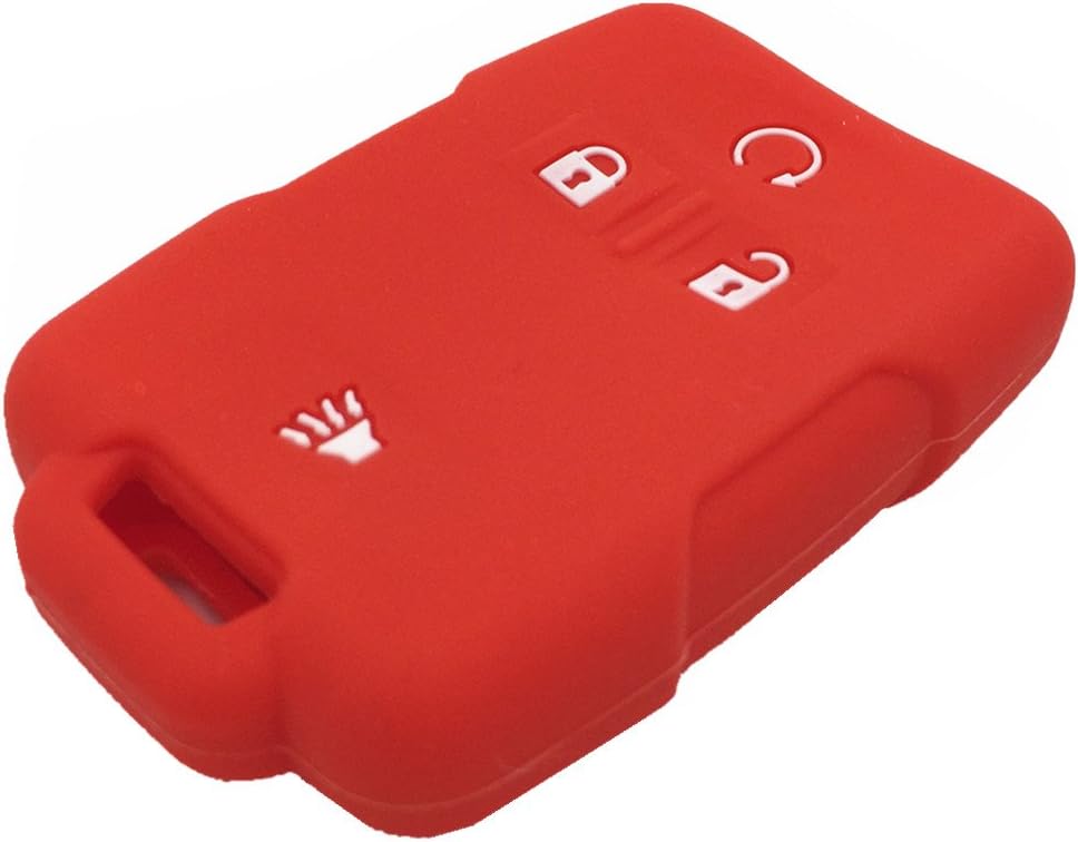 Ezzy Auto Red Silicone Rubber Key Fob Case Key Cover Keyless Remote Jacket Skin Protector fit for Silverado Colorado GMC Sierra Yukon Cadillac image 3