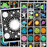 QICI 20pcs Space Velvet Coloring Posters DIY Crafts Bulk Fuzzy Velvet Coloring Posters Space Party Gifts Astronaut Party Decorations Gatherings Family Time School Activities