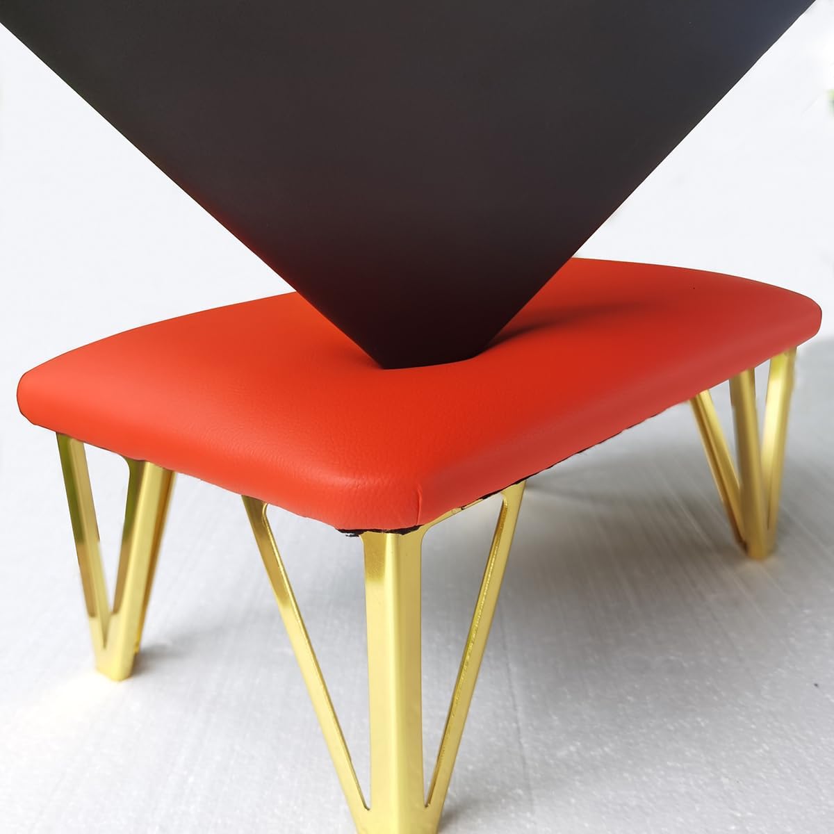 Small Foot Stool Ottoman 7 Inch with Metal Legs Faux Leather Ottoman Foot Rest for High Beds Seat Chair Couch Sofa Patio Bedroom Living Room Office (Red Surface, Rectangular)