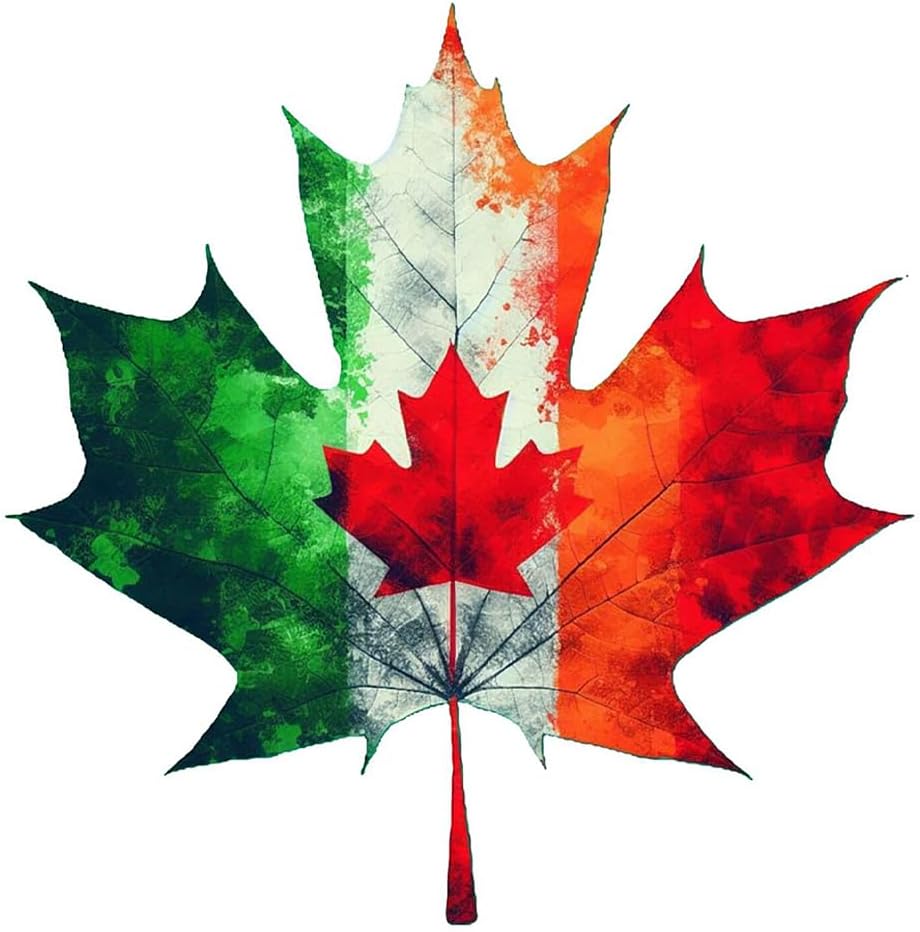 Canadian Maple Leaf Decal 2-Pack - Proudly Support Canada Red & Green Vinyl Sticker for Car, Laptop, Water Bottle - Waterproof Removable Patriotic Sticker Z-105