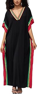 Kaftan Dresses for Women V-Neck Print Swimsuit Cover Up Plus Size Beach Caftan Lounge Dress