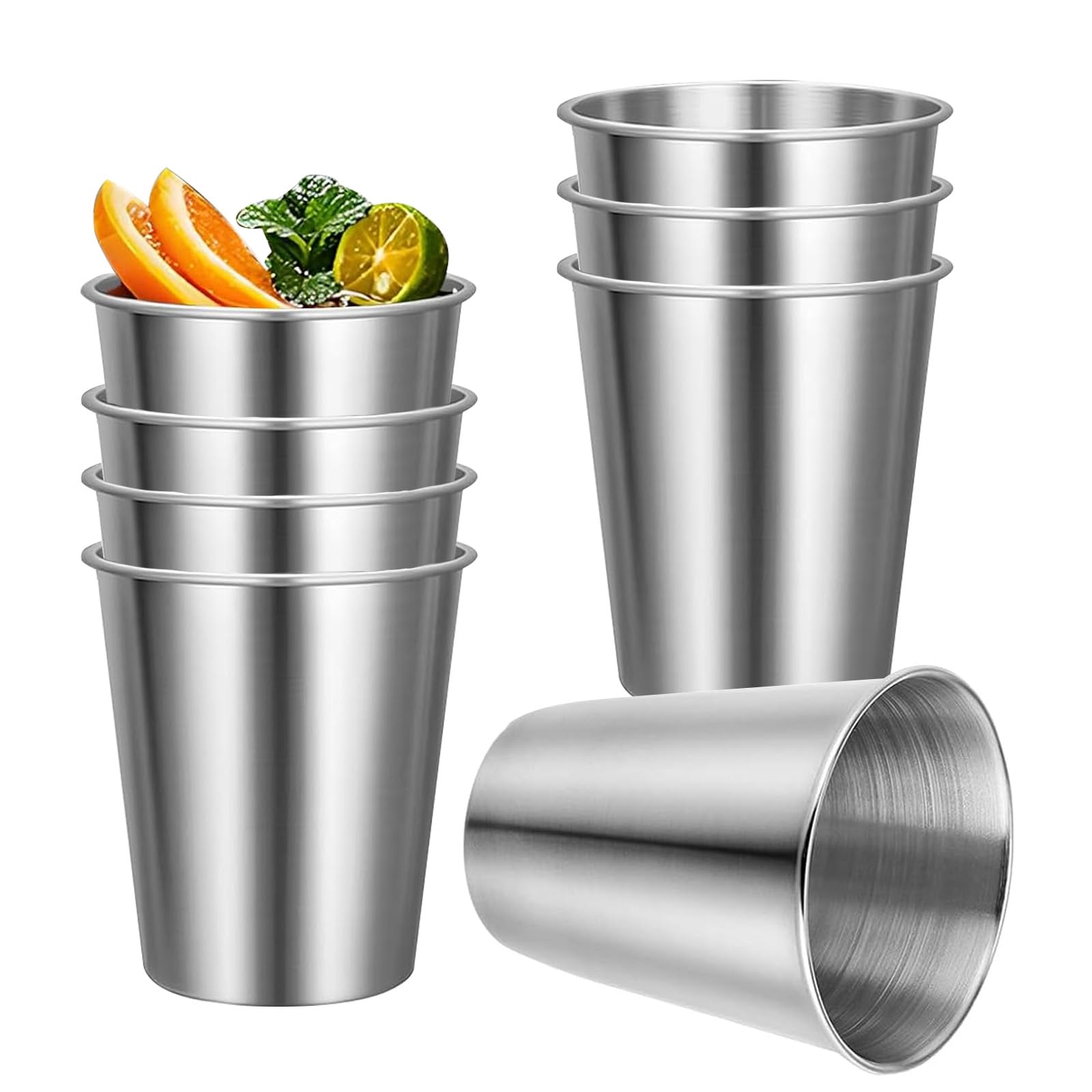 Eulihent 8Pcs Stainless Steel Tumbler 260ml Metal Mug, Stackable 304 Stainless Steel Cup for Home, Restaurants, Travel, Camping, Hiking, Outdoor, Indoor Activities