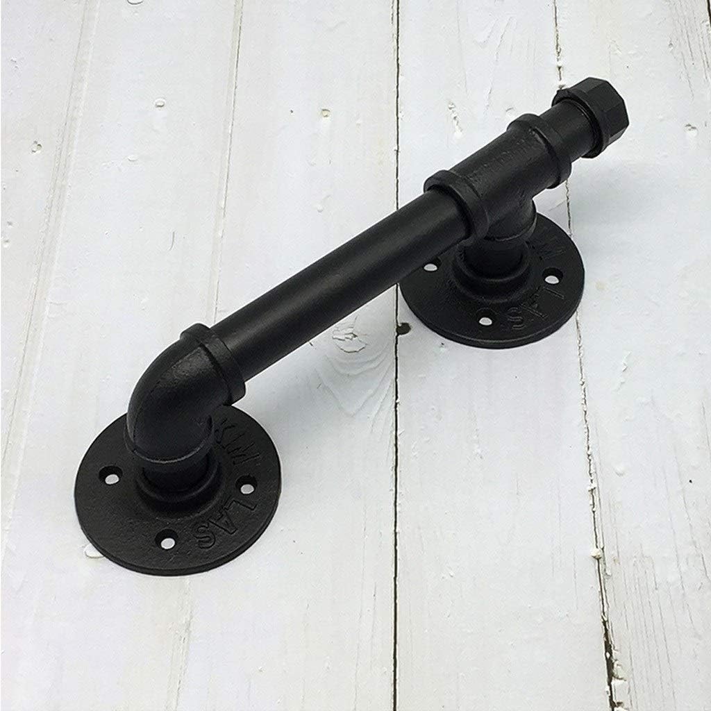 Door Handle Black Barn Door Handle External Internal Pull - Wrought Iron Sliding Patio Door Handle Replacement Hardware Sets with Screw Fix - for Shed and Garage Outdoor Indoor