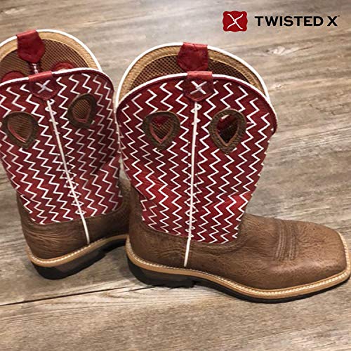 Image of Twisted X Men's 12 inch Western Work Boot, Square Toe, Distressed Saddle Shoulder & Cherry, 11.5 EE