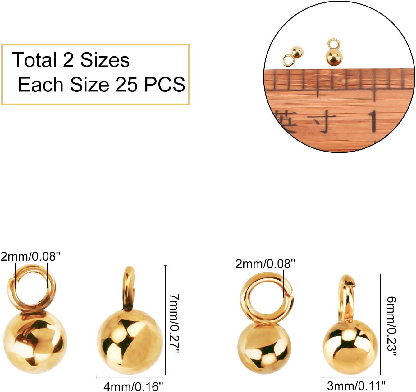 UNICRAFTALE Sphere Charms 304 Stainless Steel Round Ball Pendants Vacuum Plating Charm or Necklace Bracelet Jewelry Making