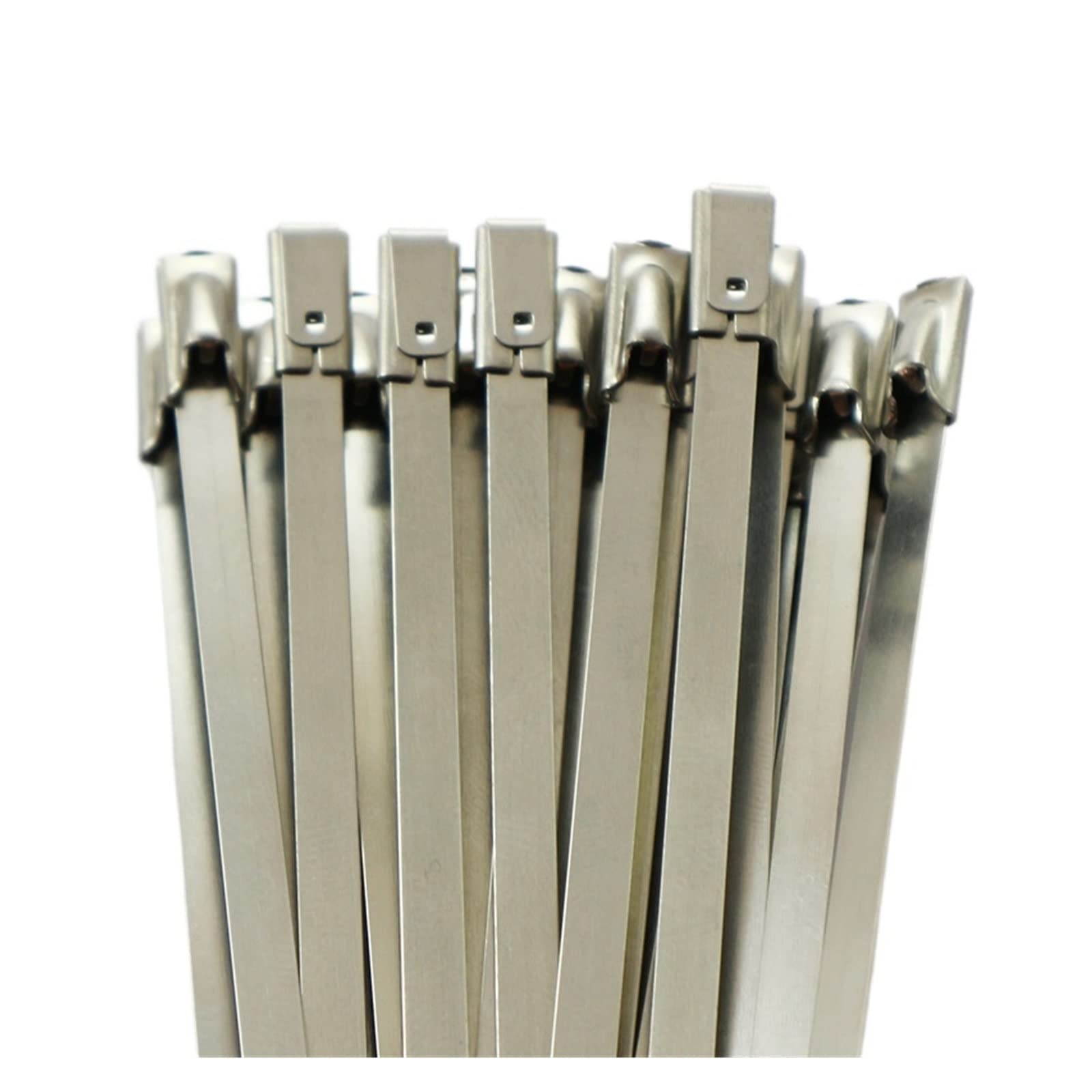25 pz 4.6x100/150/200/260/300/350/400 A 700mm Fascette in Acciaio Inossidabile con Chiusura in Metallo Zip-Scarico Avvolgimento Rivestito (Colore : Argento, Dimensioni : 25pz 4.6X600) (Argento 25pz