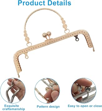 OSVJE Metal Purse Clasp Frame, 2 PCS, Silver and Gold