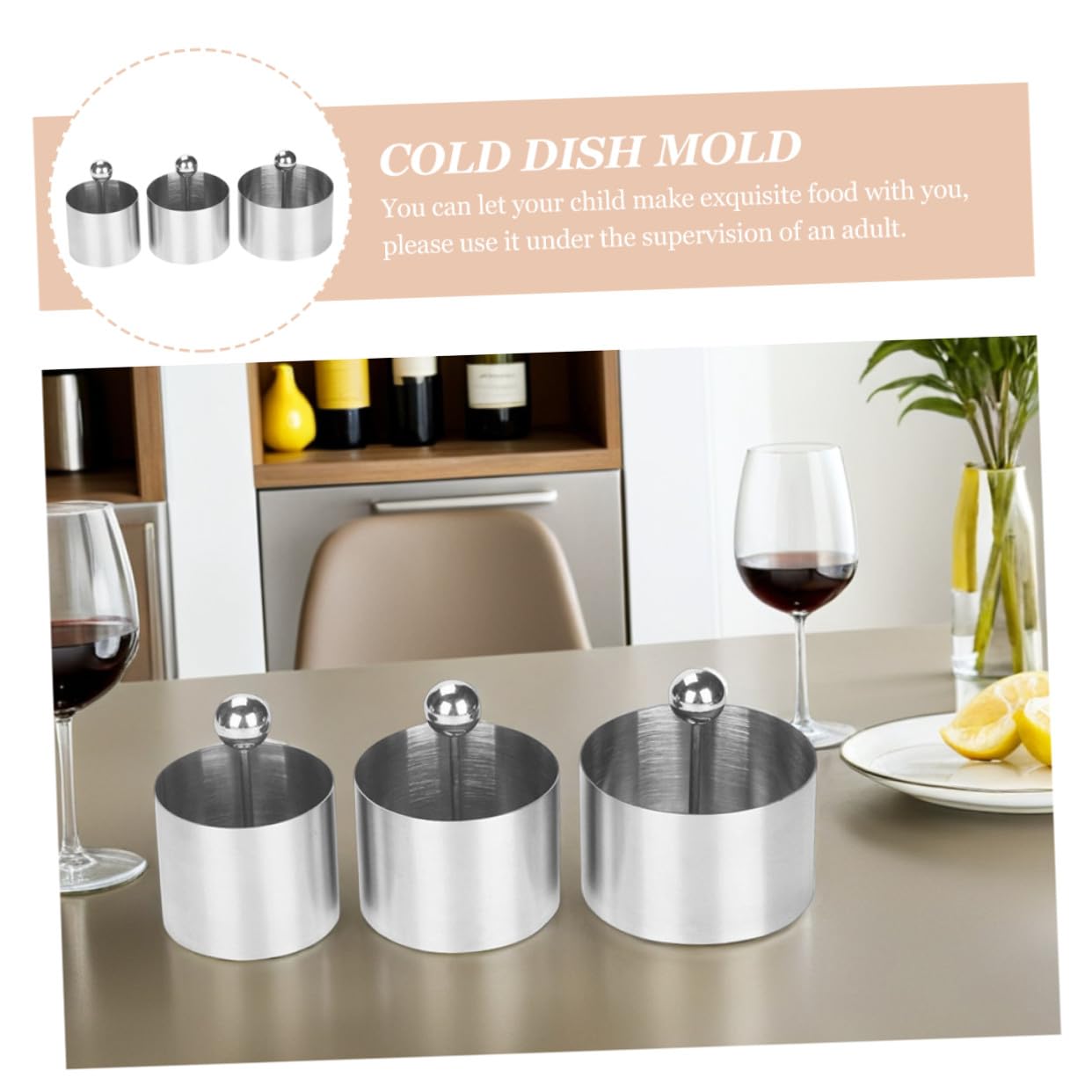 Utensilio de Cocina Adecuado para Decorar y Moldear Cocina Molde de Solteritas Redondo Fácil de Usar de Acero Inoxidable para Platos Fríos Prensador
