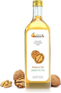 Health and Orange Walnut Oil - 100% Pure Cold Pressed Edible Akhrot Ka Tel - 1000 ML Glass Bottle Price In India