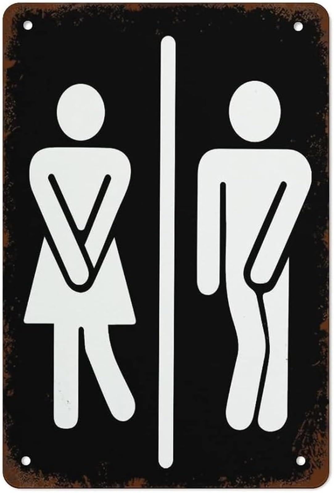 PKNVKZIDK Female Male Restroom Sign Distressed Metal Plaque Vintage for Bathroom Pub Cafe Bar 8 X 12 in