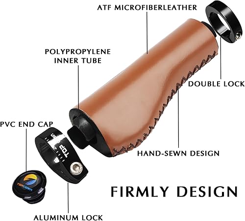 Vista 80 de Empuñaduras de manillar de bicicletas, empuñaduras ergonómicas de aluminio para bicicleta, vibraciones de amortiguación, empuñaduras de manillar