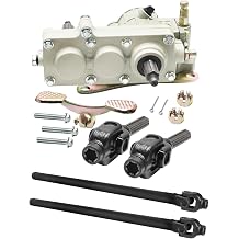 Reverse Gear Box Transfer Case Assembly with Dual 28.4 inch Drive Shafts for 4WD ATV UTV Quad Go Kart 150cc 200cc 250cc 300cc GY6 Engine Replacement 0.79 inch Output 6T Spline