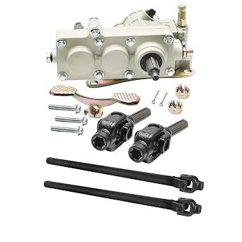 Reverse Gear Box Transfer Case Assembly with Dual 28.4 inch Drive Shafts for 4WD ATV UTV Quad Go Kart 150cc 200cc 250cc 300cc GY6 Engine Replacement 0.79 inch Output 6T Spline