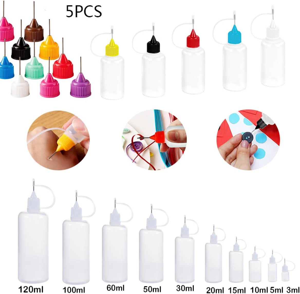 Precision Tip Applicator Bottles Set - 10ml Precision Bottles with 25 Reusable Cups and 2 Mini Funnels for Versatile Applications(5color 100ml)