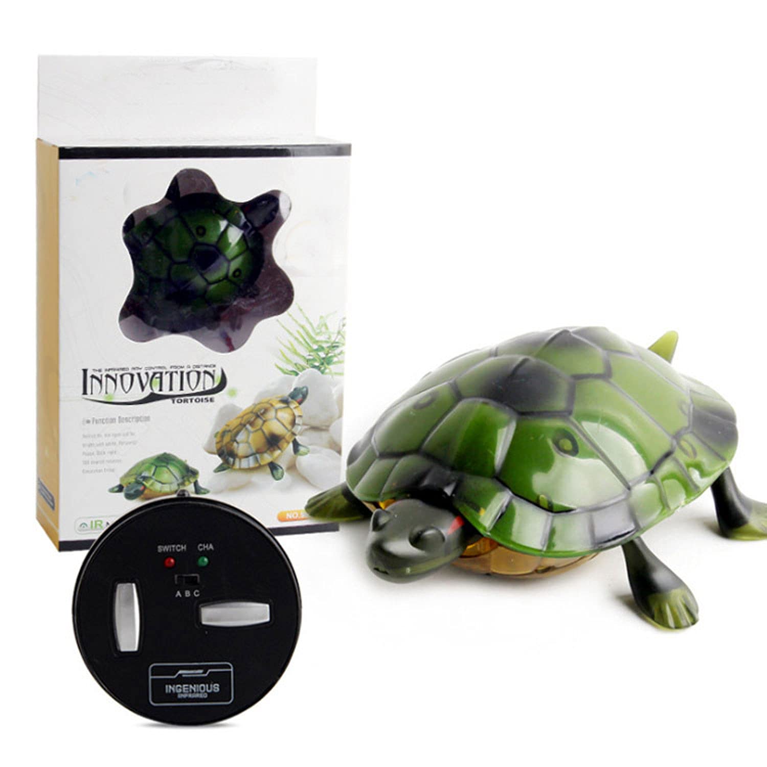 FLORMOON Tortoise Figures Realistic Remote Control Animal Wireless Fake Scare Prank Toy for Kids, Great for Pranks and Halloween Decorations (Without battery)