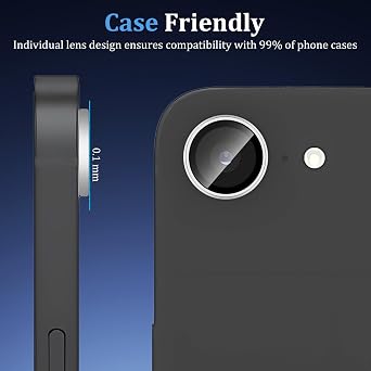 (3 Pack) for iPhone 16e/iPhone 17e Camera Lens Protector,9H Tempered Glass,[Anti Scrach] Individual Metal Ring Glass Cover CD Pattern Case Friendly - Silver