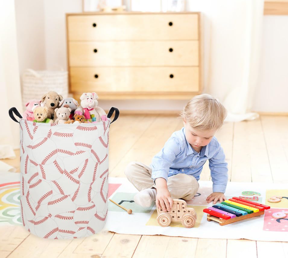 Image of Kids Laundry Hamper,Baseball Laundry Basket Collapsible Boys Storage Baskets for Home,Office,Toy Organizer,Home Decor(Baseball)