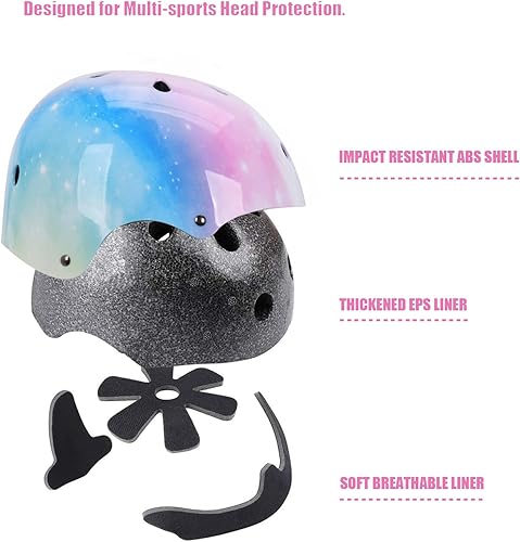 Miniatura 6 de Casco para niños con rodilleras, coderas y muñequeras, equipo de protección infantil para niños y niñas de 3 a 5 a 8 años, apto para patines,
