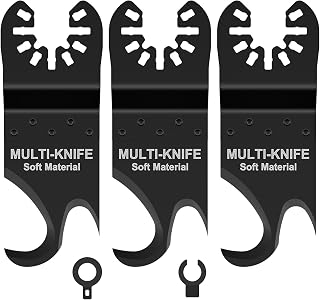 Oscillating Saw Blade High Hardness Heat Resistant Multi Functional Double Hook Knife Blade for Blanket Carpet Cardboard(Black,3PCS)