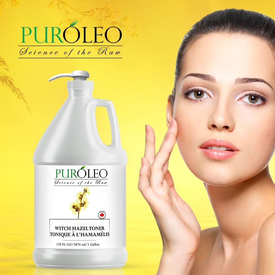 PUROLEO Witch Hazel Toner 128 Fl Oz/3784 ML (Packed in Canada) Refresh and Revitalize Your Skin with | Premium Bottle | Luxury Skin Care Toner | Facial Toner for Postpartum & Skincare