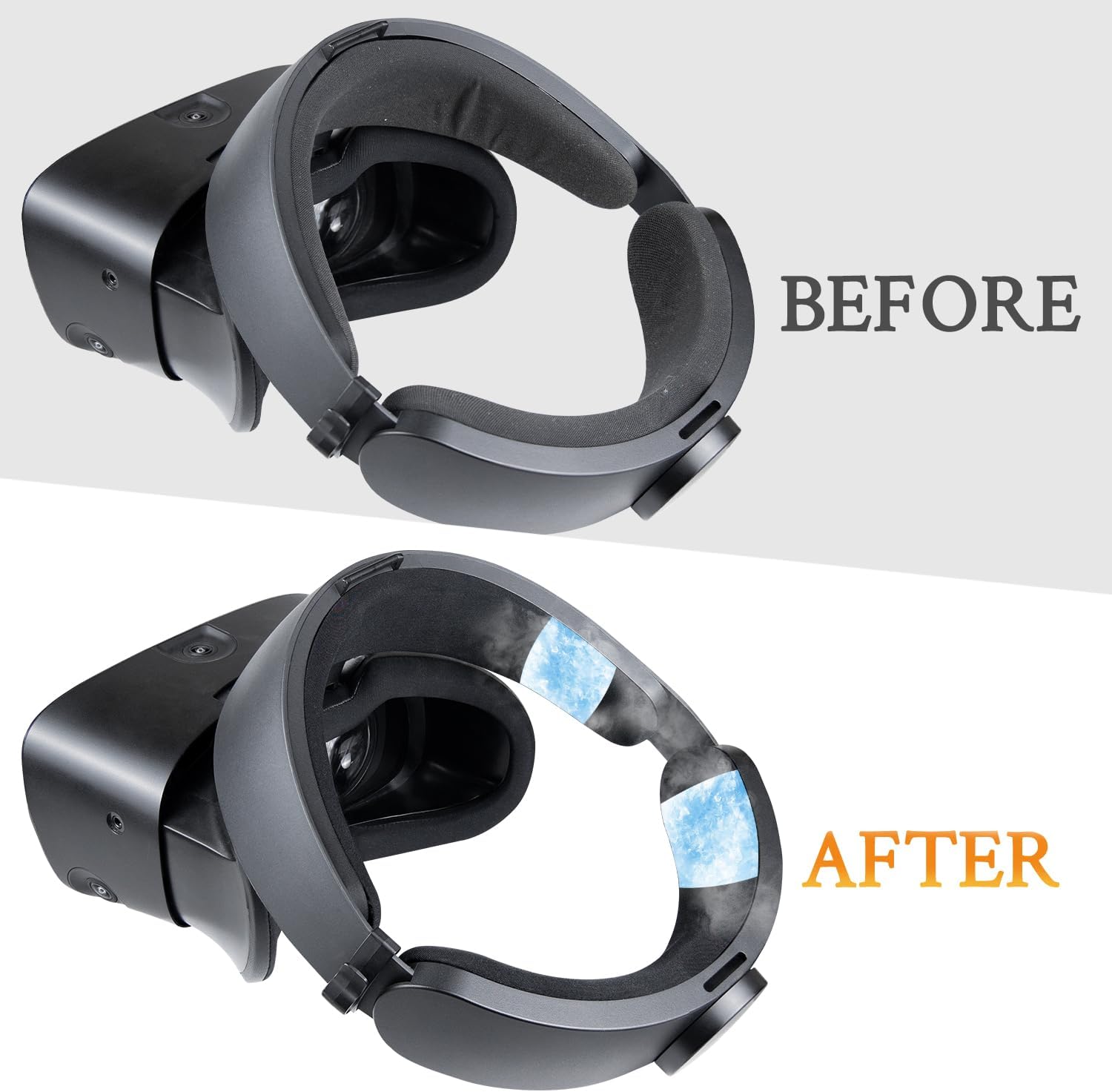 SOULWIT 2 Pcs Cooling Pads for Oculus Rift S - Black | Front and Rear Forehead Pad for Meta Rift S