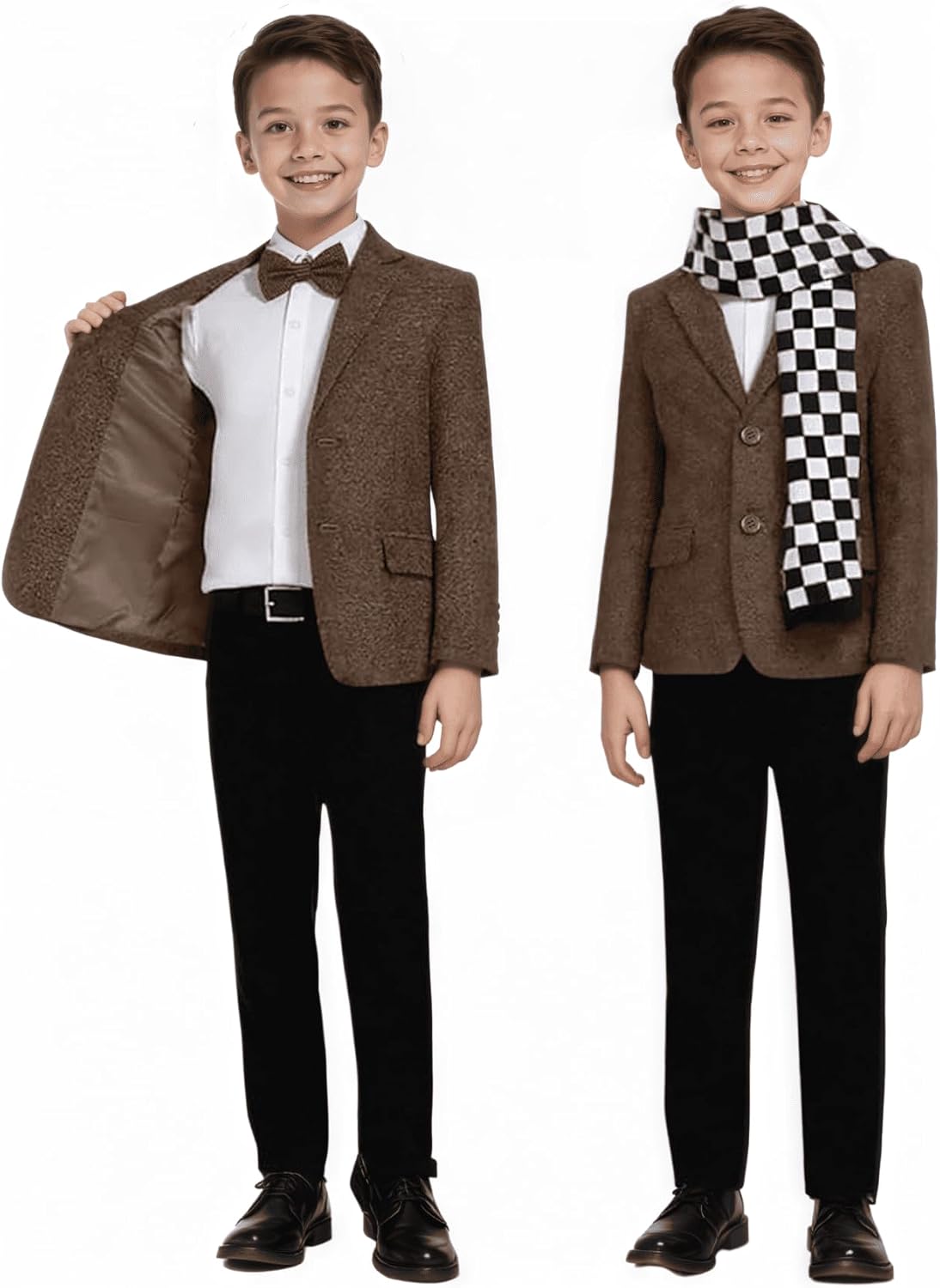 Retro Tweed Boys Suit Blazer Herringbone Jacket for Kids Slim Fit Classic Sport Coat Formal Kid Tuxedo Prom Party Wear