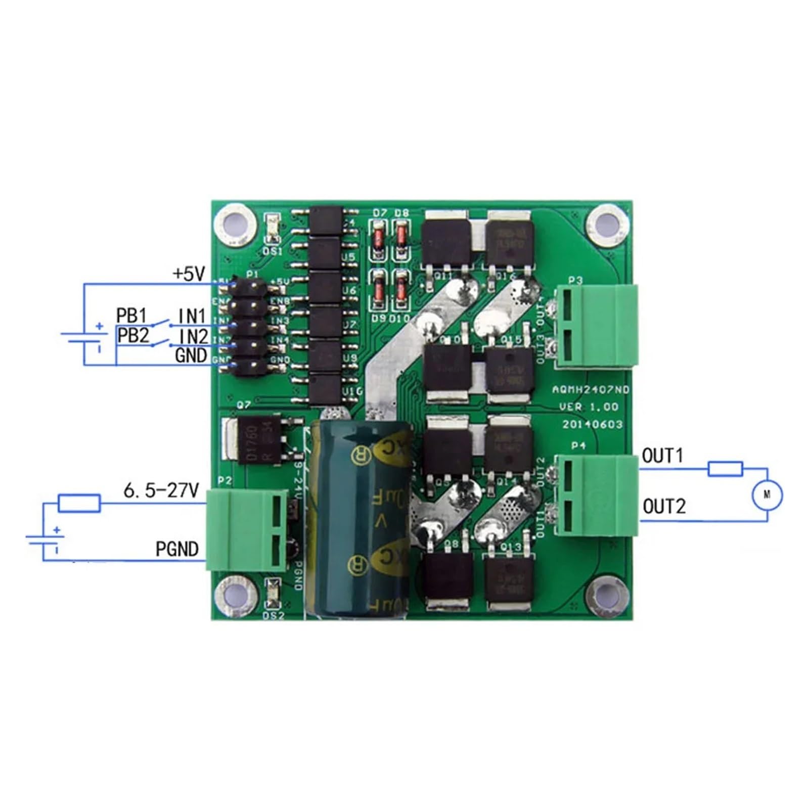 Placa de accionamiento de motor de 12 V y 24 V, módulo controlador de velocidad de motor de puente H, controlador de motor de rotación hacia adelante y hacia atrás Para puerta batiente, puerta corredi